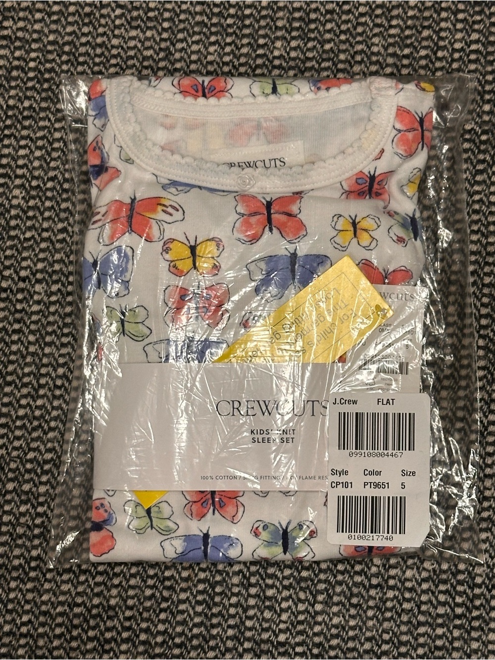 🆕 J. Crew White Butterfly Print Kids Cotton Pajama Set - Picture 10 of 10